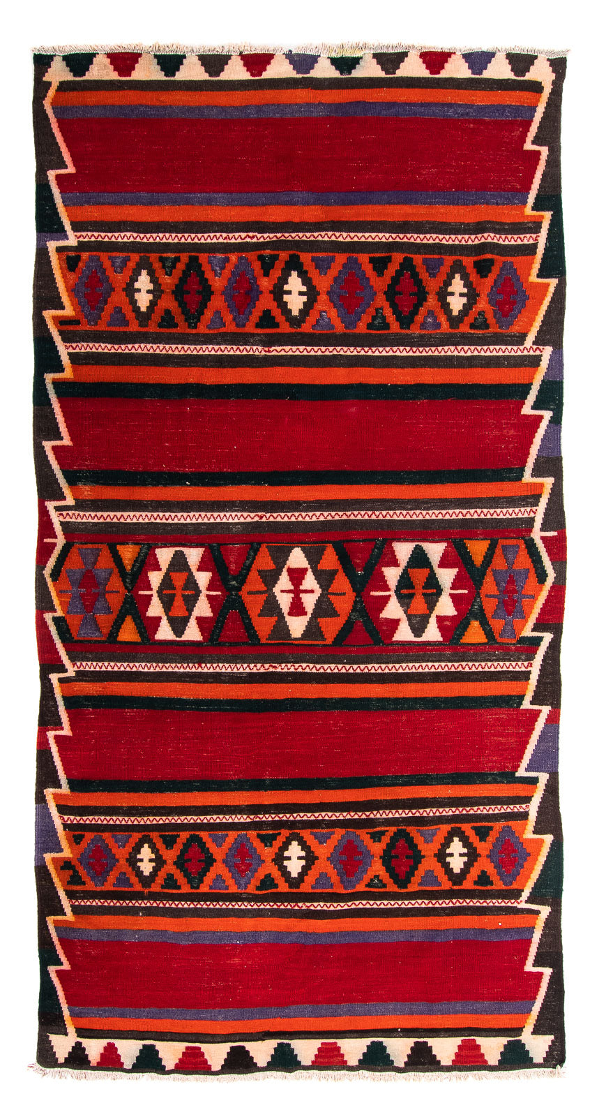 Kelim-tæppe - gammelt - 290 x 155 cm - flerfarvet