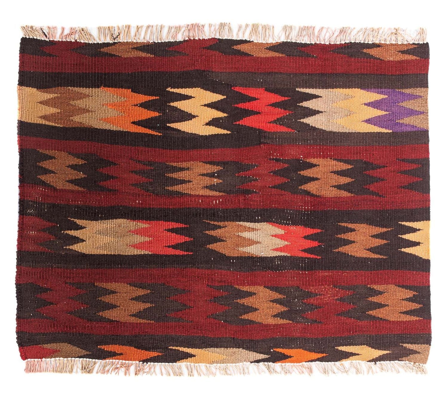 Kelim-tæppe - gammelt - 95 x 75 cm - flerfarvet