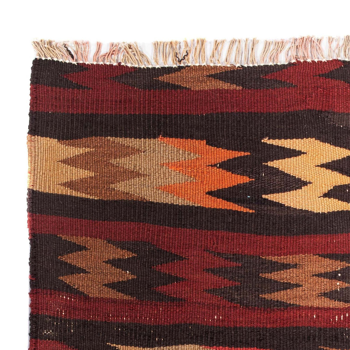 Kelim-tæppe - gammelt - 95 x 75 cm - flerfarvet