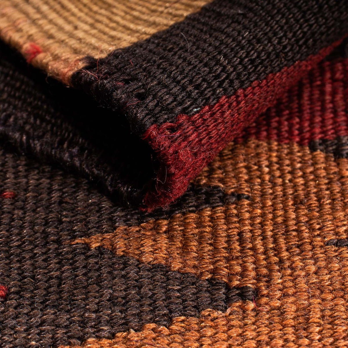 Kelim-tæppe - gammelt - 95 x 75 cm - flerfarvet