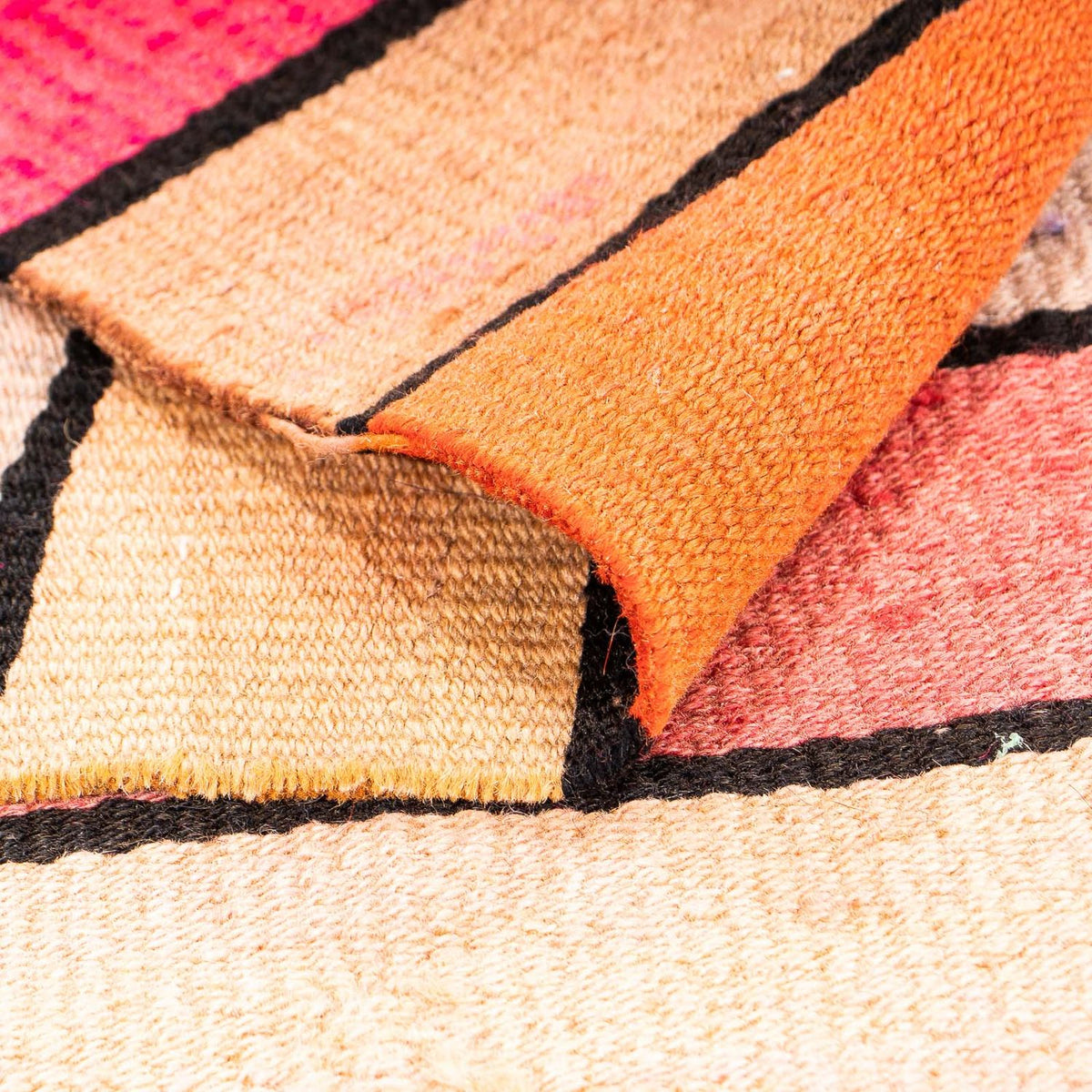 Kelim-tæppe - gammelt firkantet  - 120 x 110 cm - flerfarvet