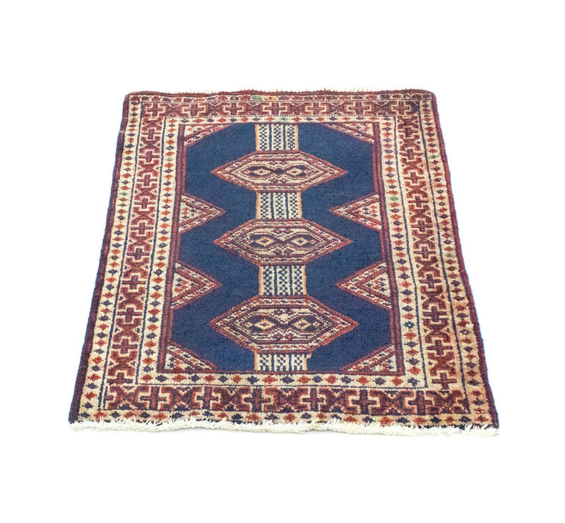 Turkaman-tæppe - 83 x 63 cm - blå