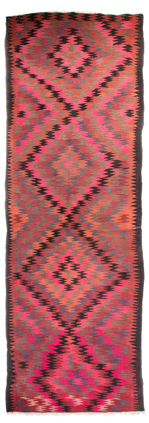 Løber Kelim-tæppe - gammelt - 420 x 130 cm - flerfarvet