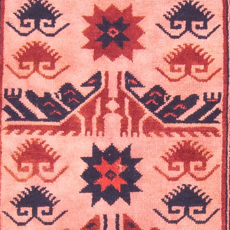 Løber Kelim-tæppe - orientalsk - 400 x 75 cm - lysrød