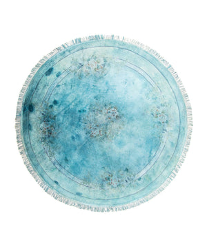 Silketæppe - China Silk rundt  - 187 x 187 cm - lyseblå