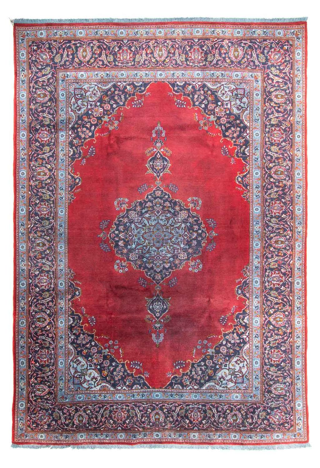Persisk tæppe - Keshan - 325 x 225 cm - mørkerød