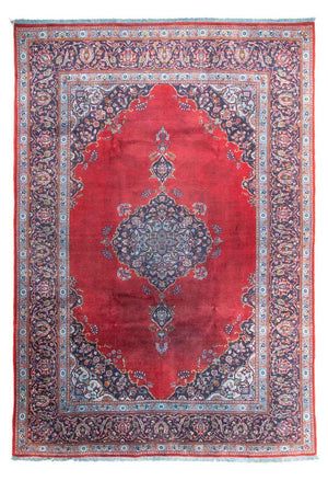 Persisk tæppe - Keshan - 325 x 225 cm - mørkerød