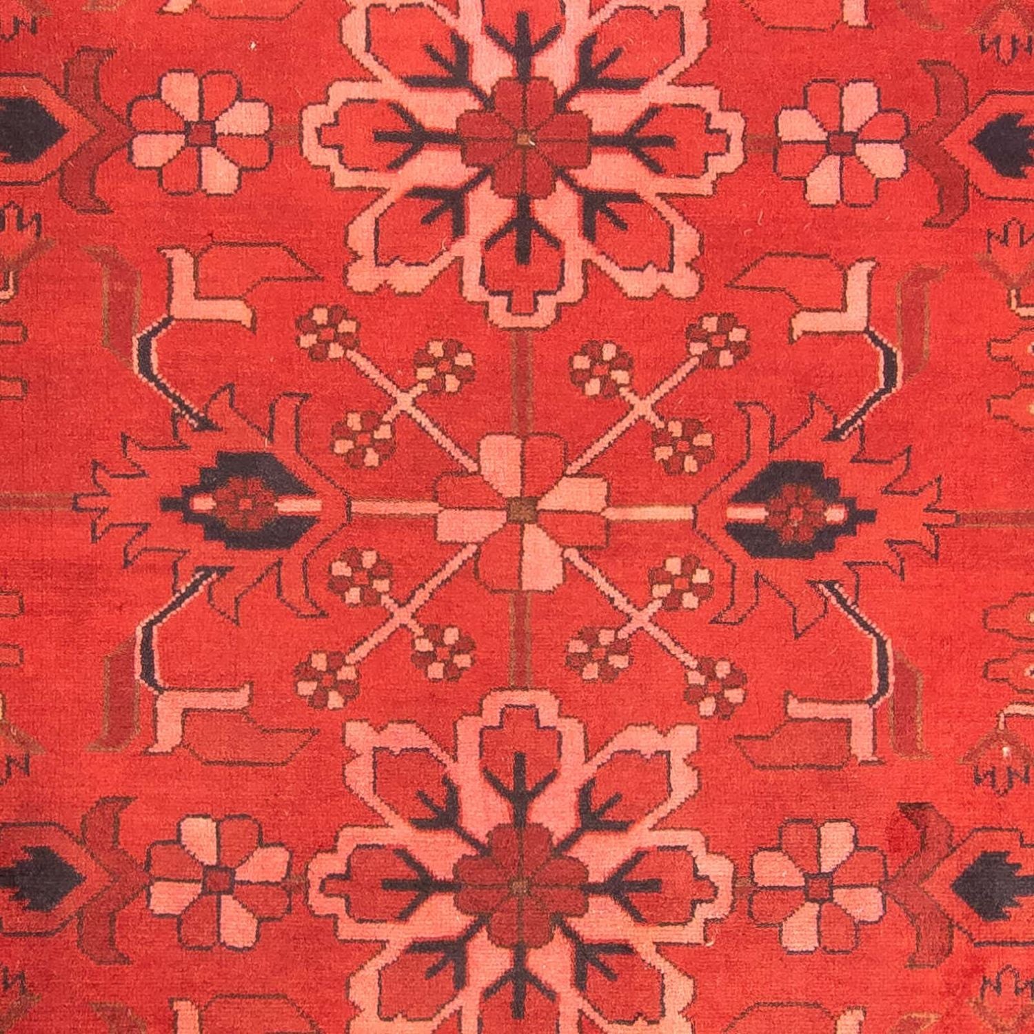 Afghansk tæppe - Hatshlu - 296 x 210 cm - mørkerød