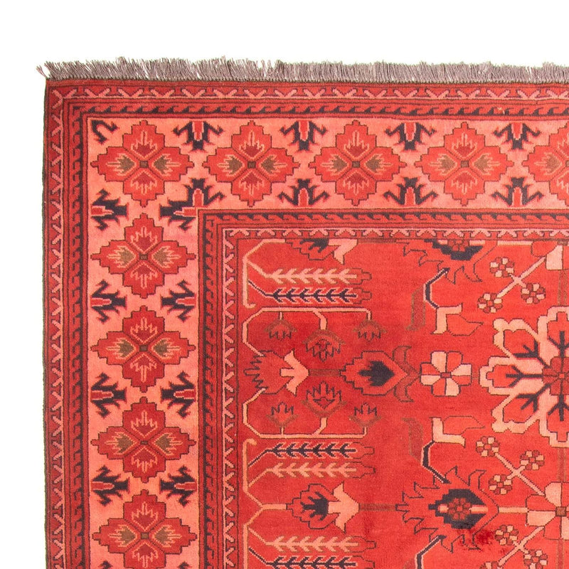 Afghansk tæppe - Hatshlu - 296 x 210 cm - mørkerød