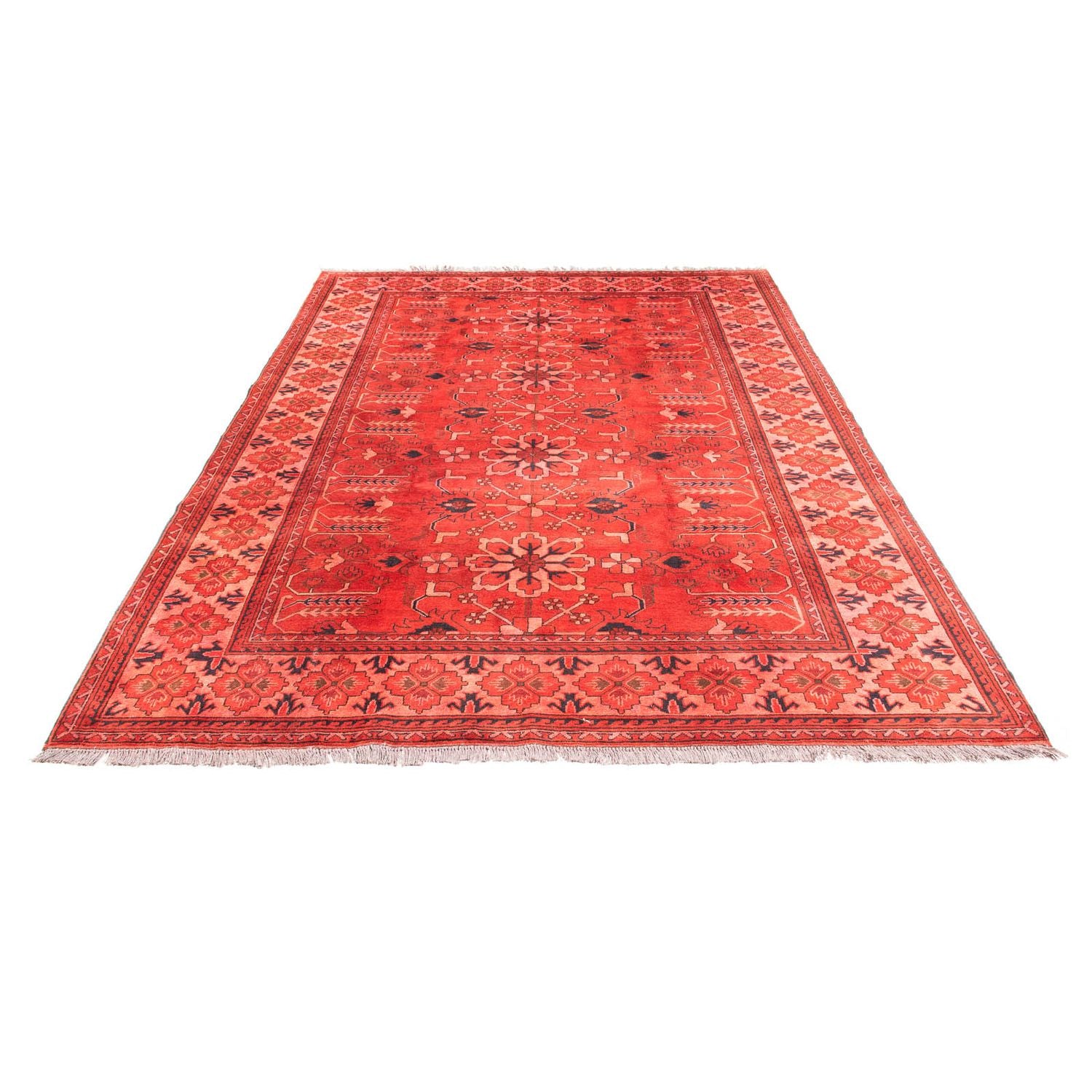 Afghansk tæppe - Hatshlu - 296 x 210 cm - mørkerød