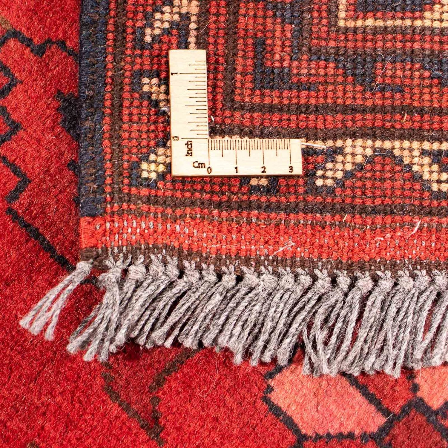 Afghansk tæppe - Hatshlu - 296 x 210 cm - mørkerød