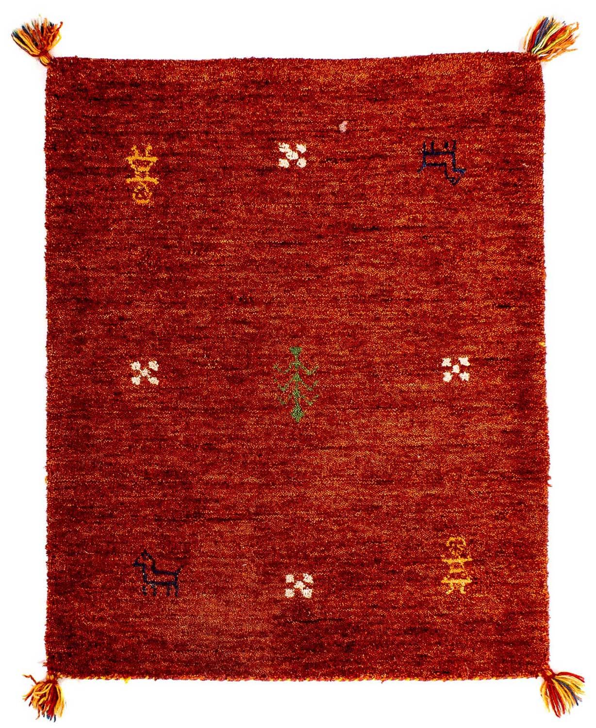 Gabbeh-tæppe - Indus - 90 x 60 cm - mørkerød