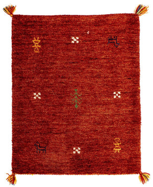 Gabbeh-tæppe - Indus - 90 x 60 cm - mørkerød