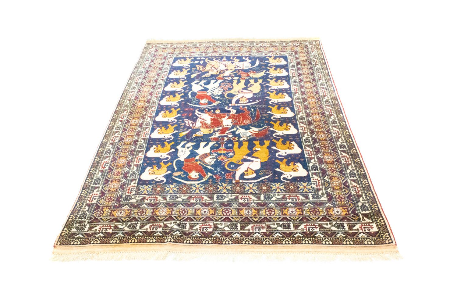 Afghansk tæppe - 195 x 128 cm - blå