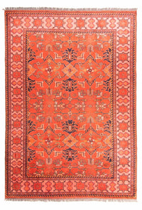 Afghansk tæppe - Hatshlu - 300 x 205 cm - lysrød