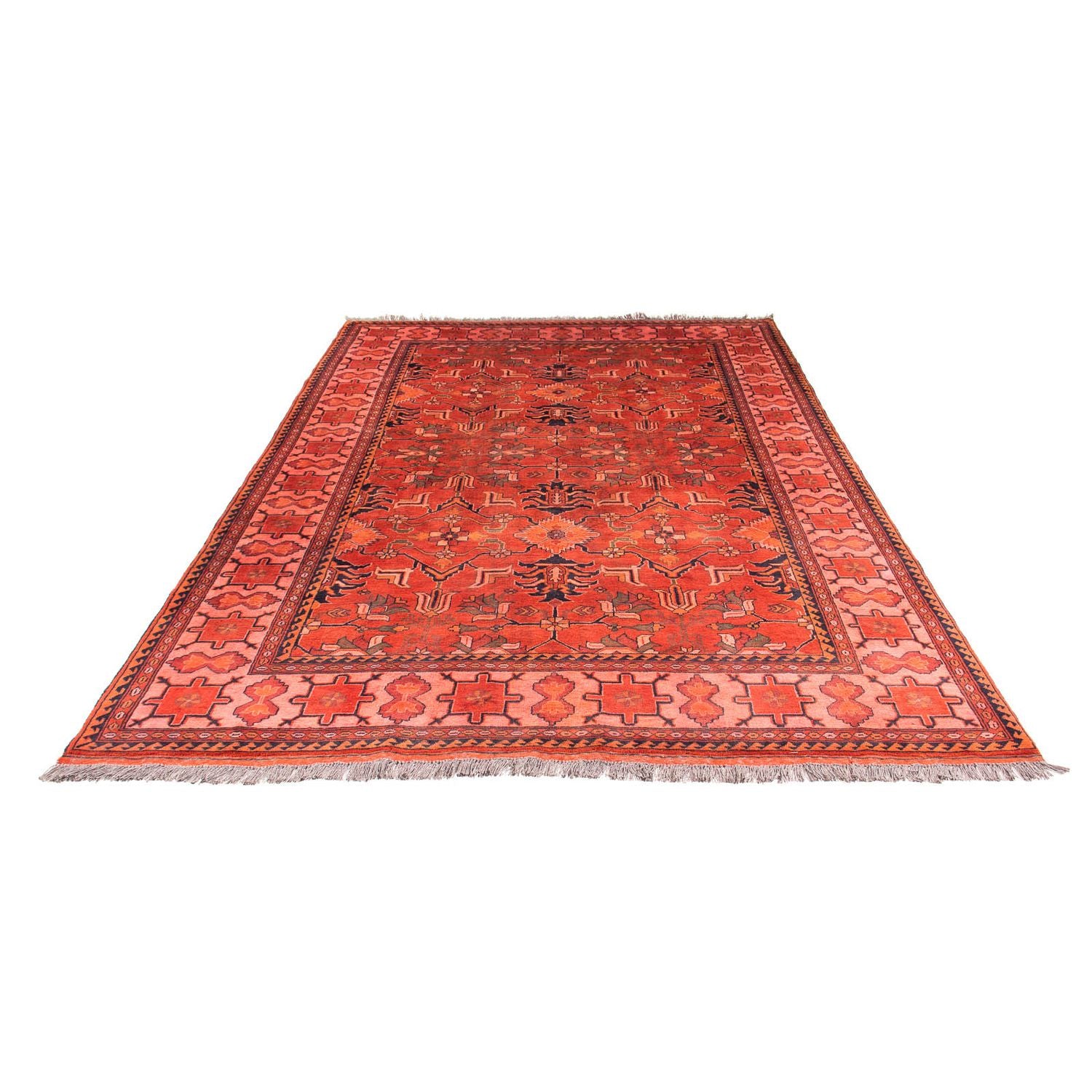Afghansk tæppe - Hatshlu - 300 x 205 cm - lysrød