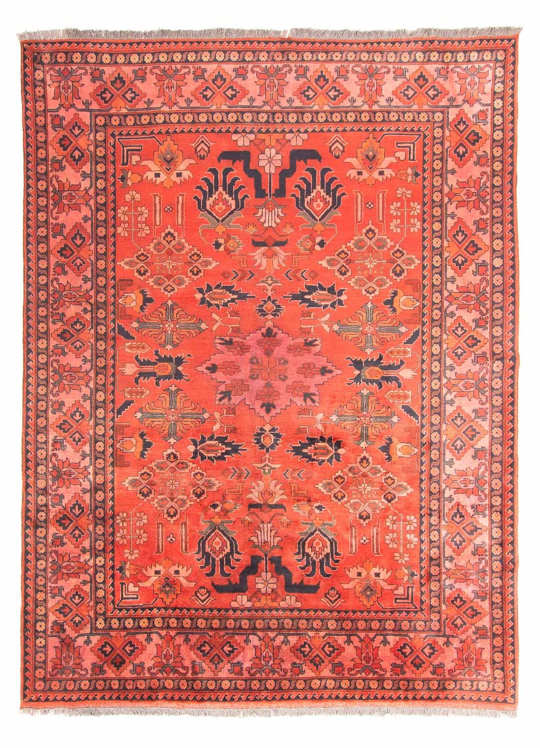 Afghansk tæppe - Hatshlu - 280 x 200 cm - lysrød