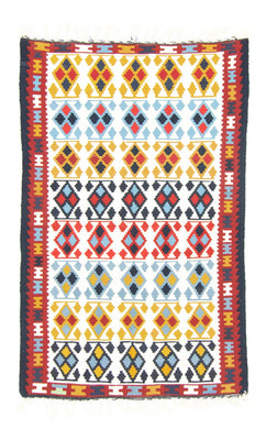 Kelim-tæppe - gammelt - 150 x 94 cm - beige