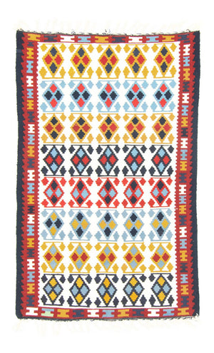 Kelim-tæppe - gammelt - 150 x 94 cm - beige