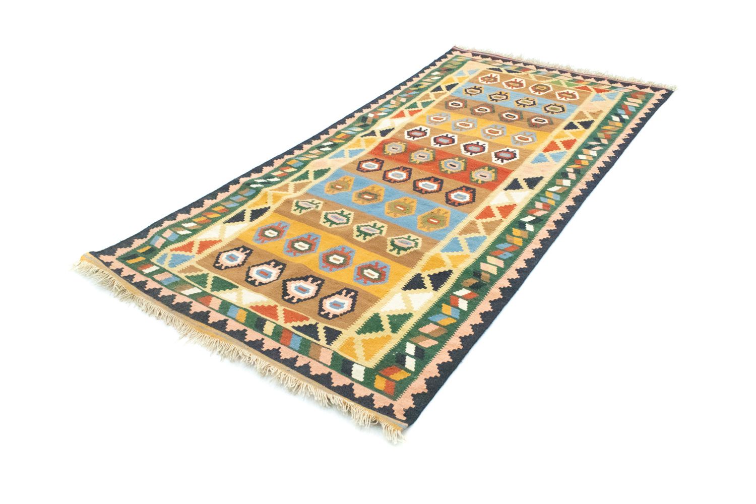 Løber Kelim-tæppe - orientalsk - 256 x 128 cm - farvet