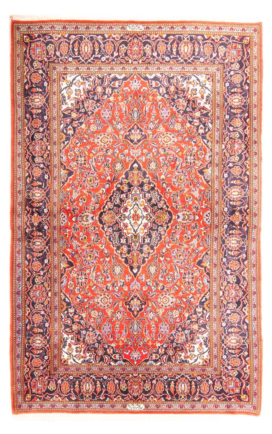 Persisk tæppe - Keshan - 217 x 139 cm - lysrød