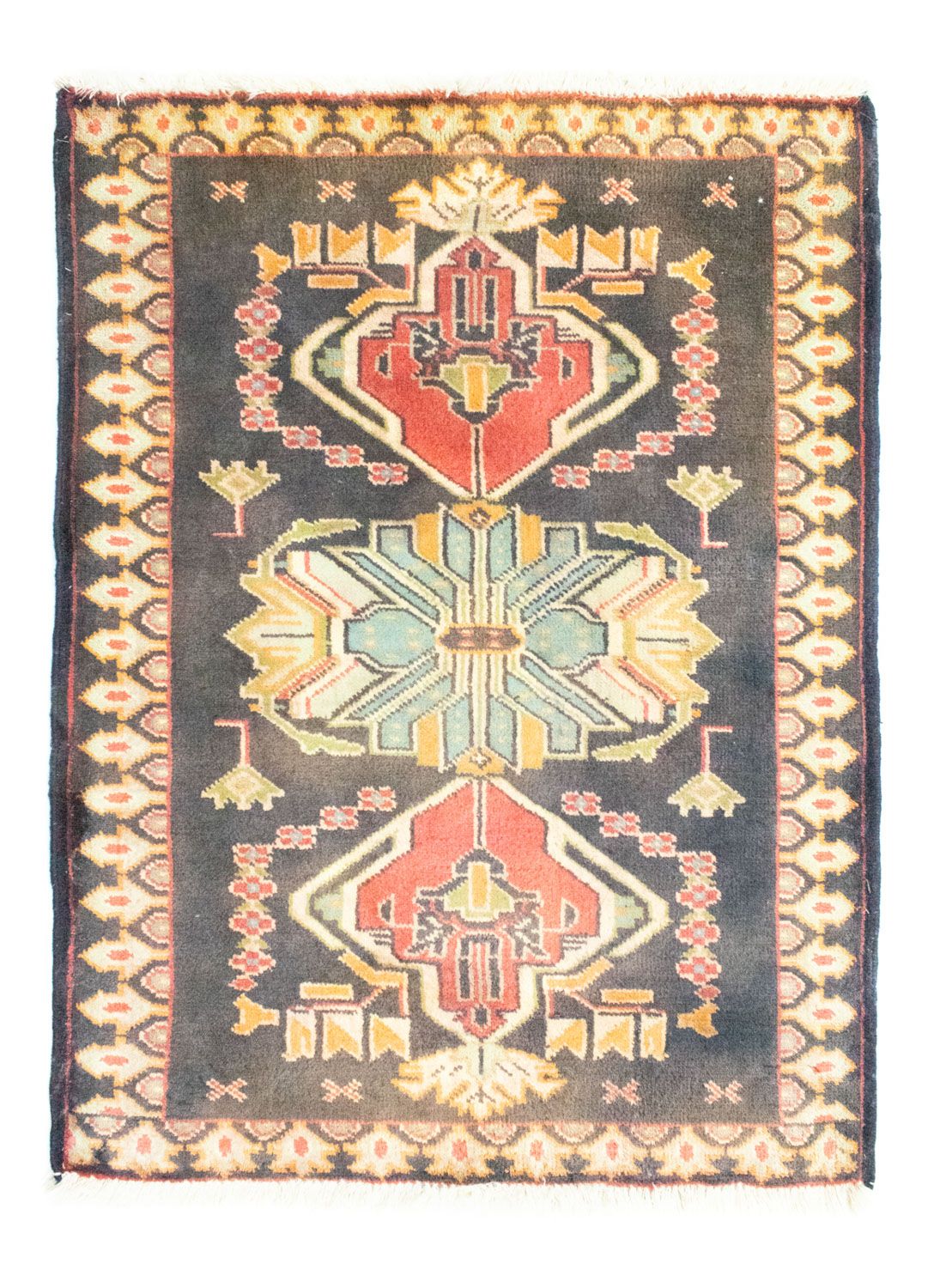 Turkaman-tæppe - 87 x 67 cm - mørkeblå
