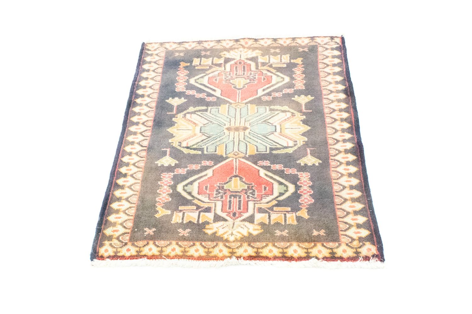 Turkaman-tæppe - 87 x 67 cm - mørkeblå