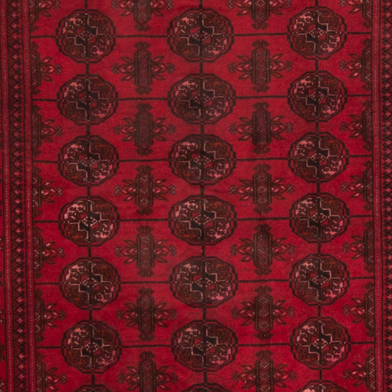 Løber Afghansk tæppe - Bukhara - 280 x 106 cm - mørkerød