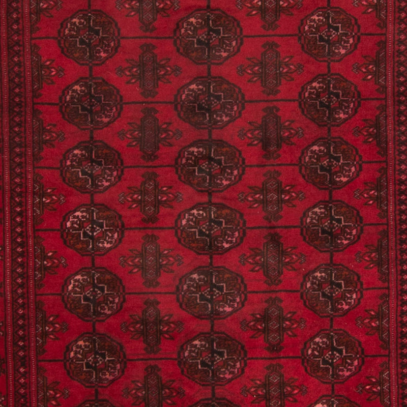 Løber Afghansk tæppe - Bukhara - 280 x 106 cm - mørkerød