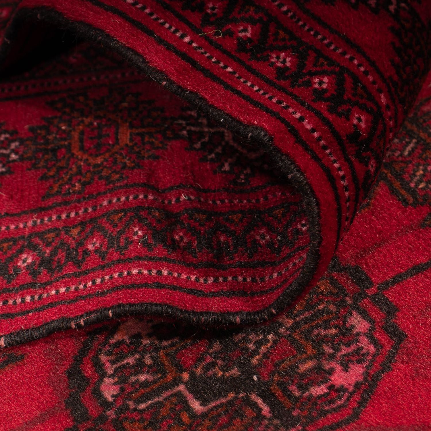 Løber Afghansk tæppe - Bukhara - 280 x 106 cm - mørkerød