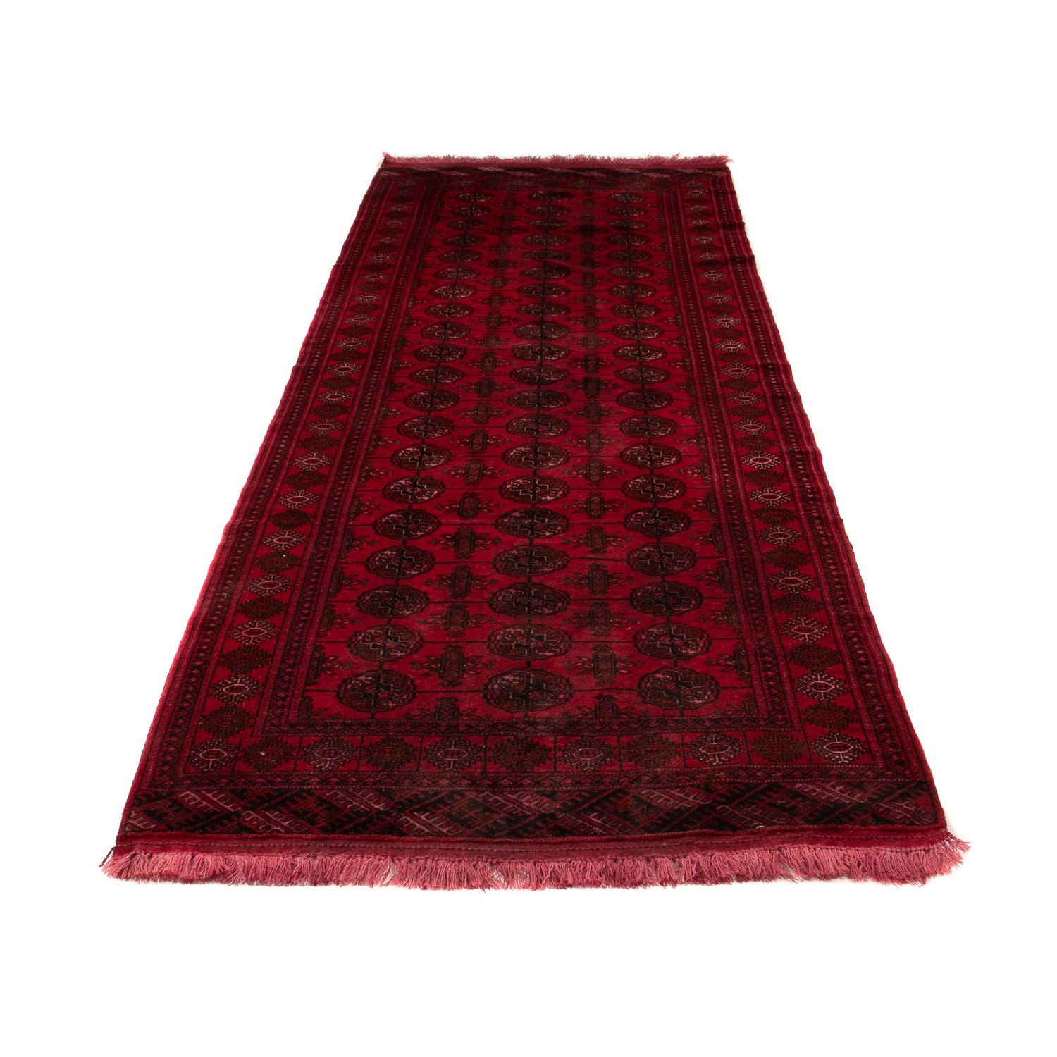 Løber Afghansk tæppe - Bukhara - 280 x 106 cm - mørkerød