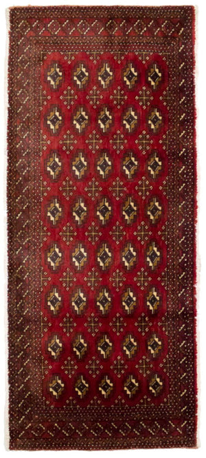Turkaman-tæppe - 130 x 60 cm - rød