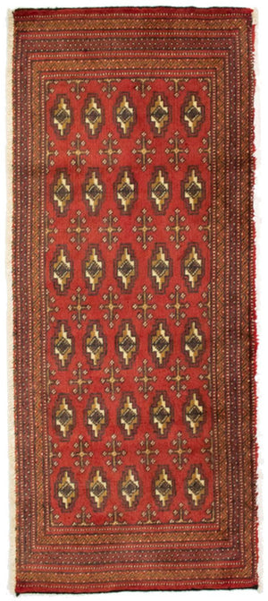 Turkaman-tæppe - 130 x 60 cm - rød