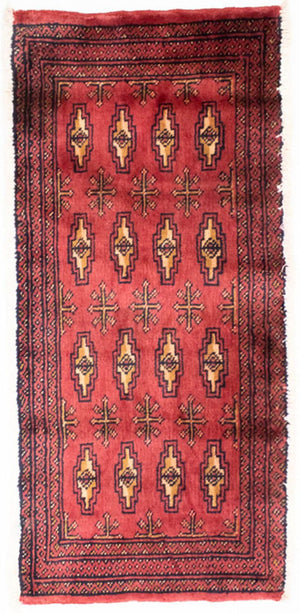 Turkaman-tæppe - 130 x 60 cm - rød