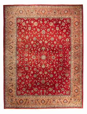 Orientalsk tæppe - Tabriz - 363 x 280 cm - mørkerød