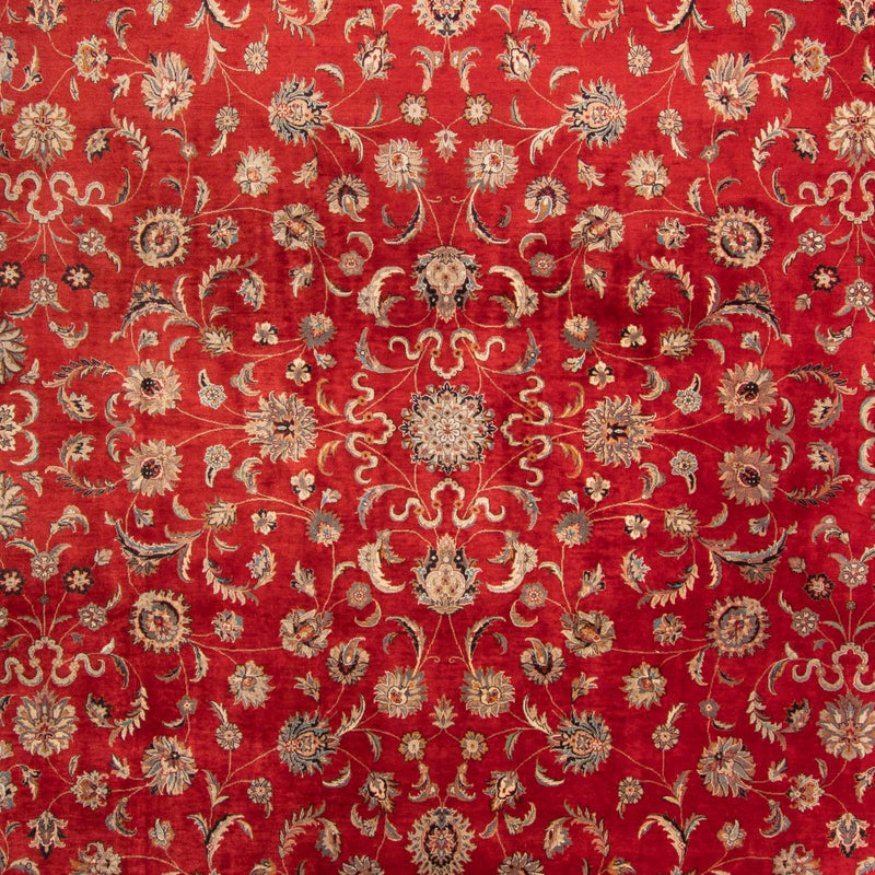 Orientalsk tæppe - Tabriz - 363 x 280 cm - mørkerød