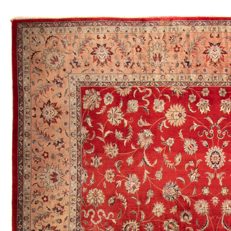 Orientalsk tæppe - Tabriz - 363 x 280 cm - mørkerød