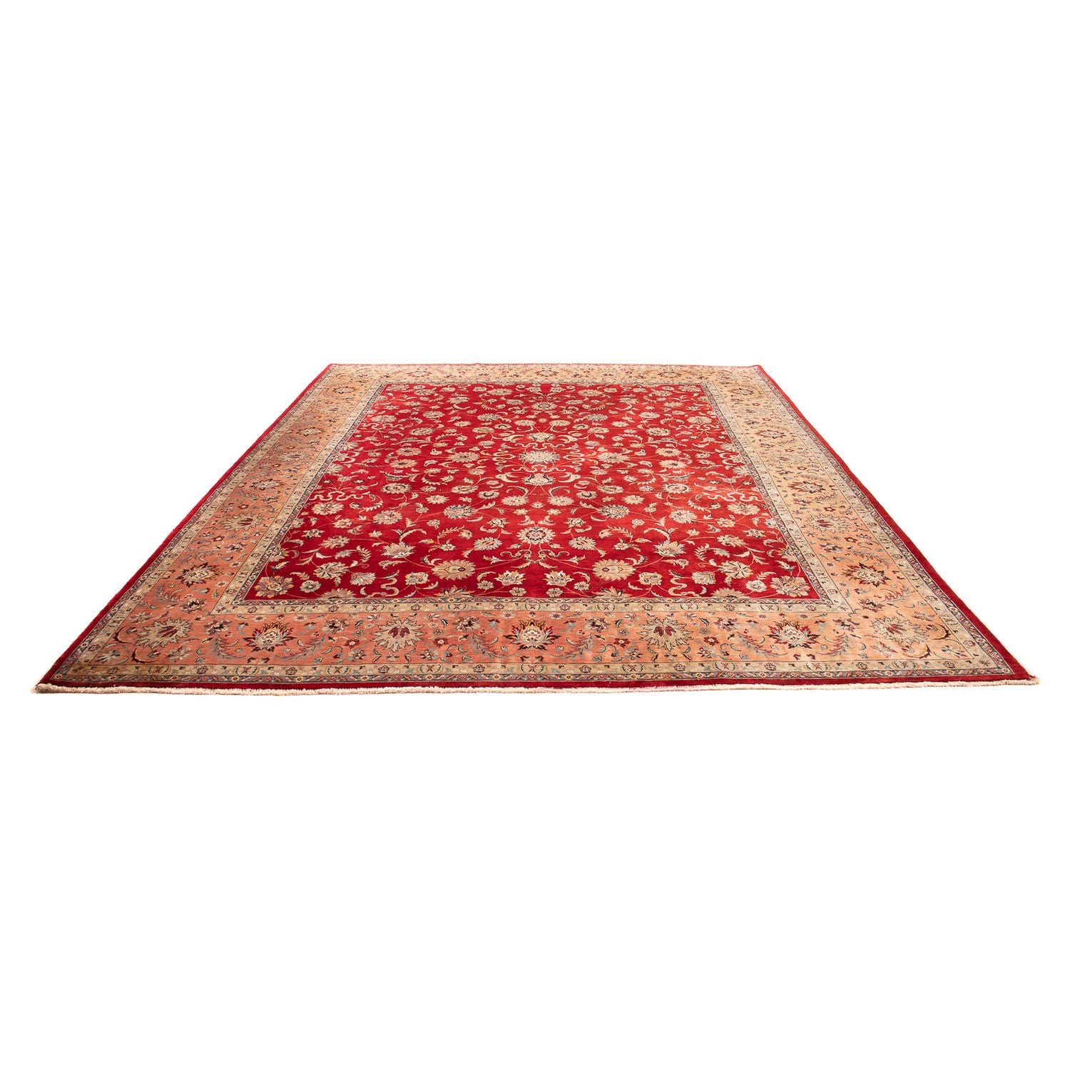 Orientalsk tæppe - Tabriz - 363 x 280 cm - mørkerød