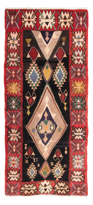 Løber Kelim-tæppe - gammelt - 300 x 150 cm - flerfarvet