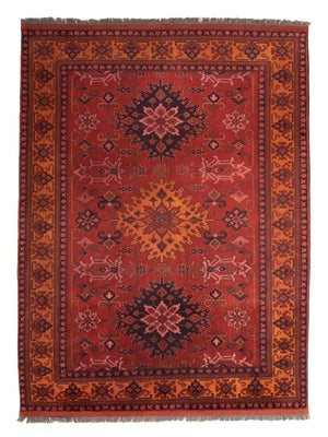 Afghansk tæppe - Hatshlu - 313 x 210 cm - mørkerød