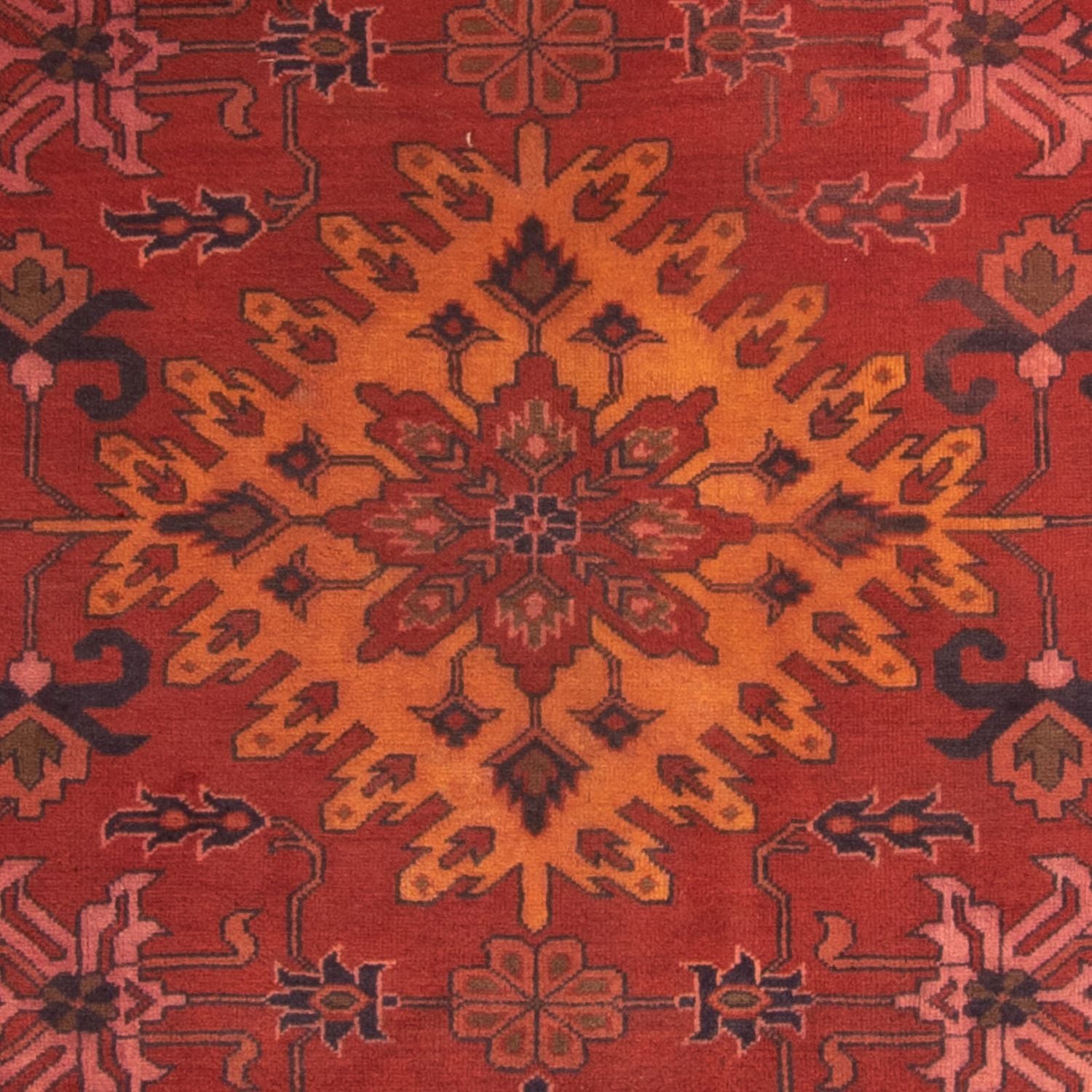 Afghansk tæppe - Hatshlu - 313 x 210 cm - mørkerød