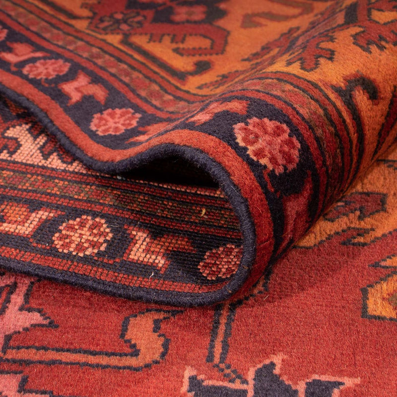 Afghansk tæppe - Hatshlu - 313 x 210 cm - mørkerød