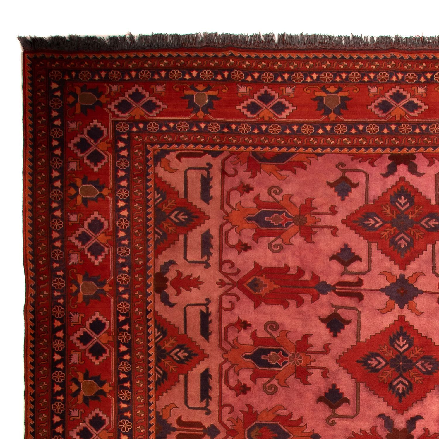 Afghansk tæppe - Hatshlu - 396 x 306 cm - mørkerød