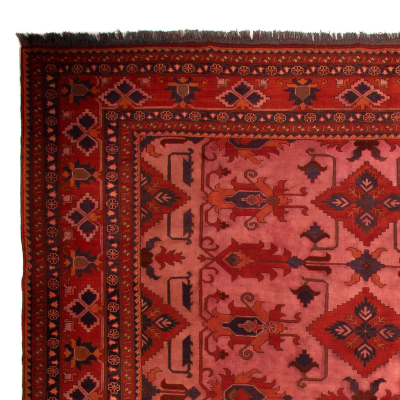 Afghansk tæppe - Hatshlu - 396 x 306 cm - mørkerød