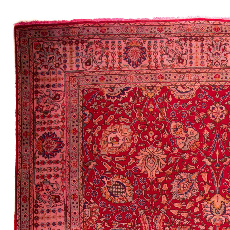 Persisk tæppe - Tabriz - 380 x 300 cm - mørkerød