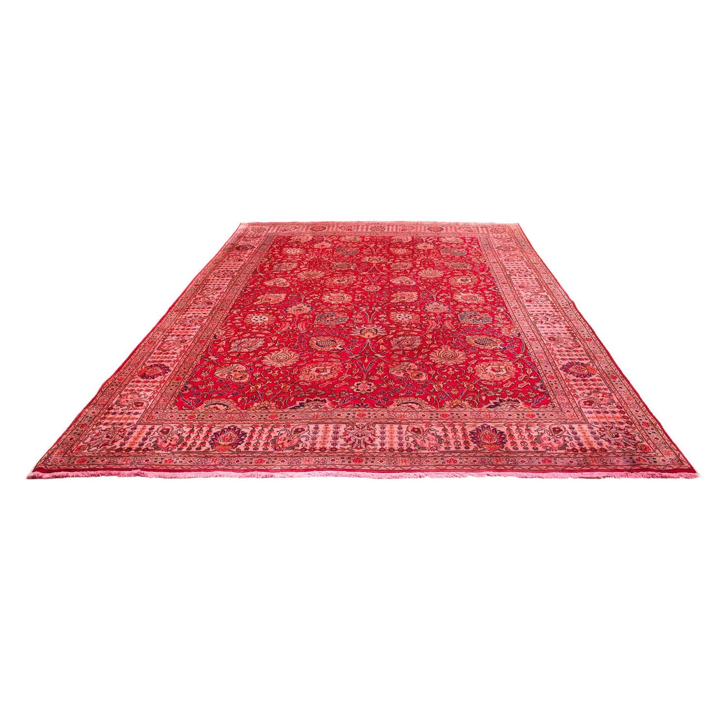 Persisk tæppe - Tabriz - 380 x 300 cm - mørkerød