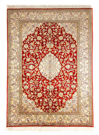 Silketæppe - Kashmir Silk - 186 x 129 cm - rød