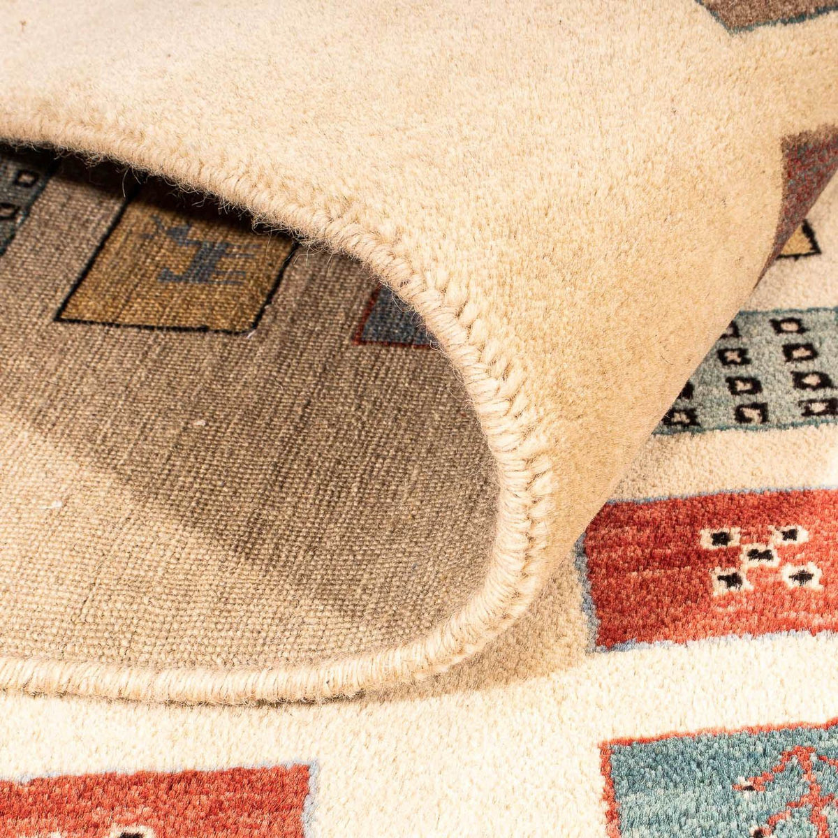 Gabbeh Tæppe - Loribaft Persisk - 197 x 144 cm - lys brun