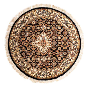 Orientalsk tæppe - Bijar - Indus rundt  - 93 x 93 cm - mørkeblå