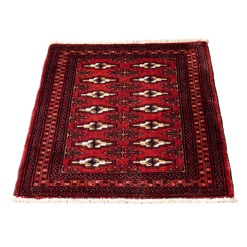 Turkaman-tæppe - 88 x 67 cm - mørkerød